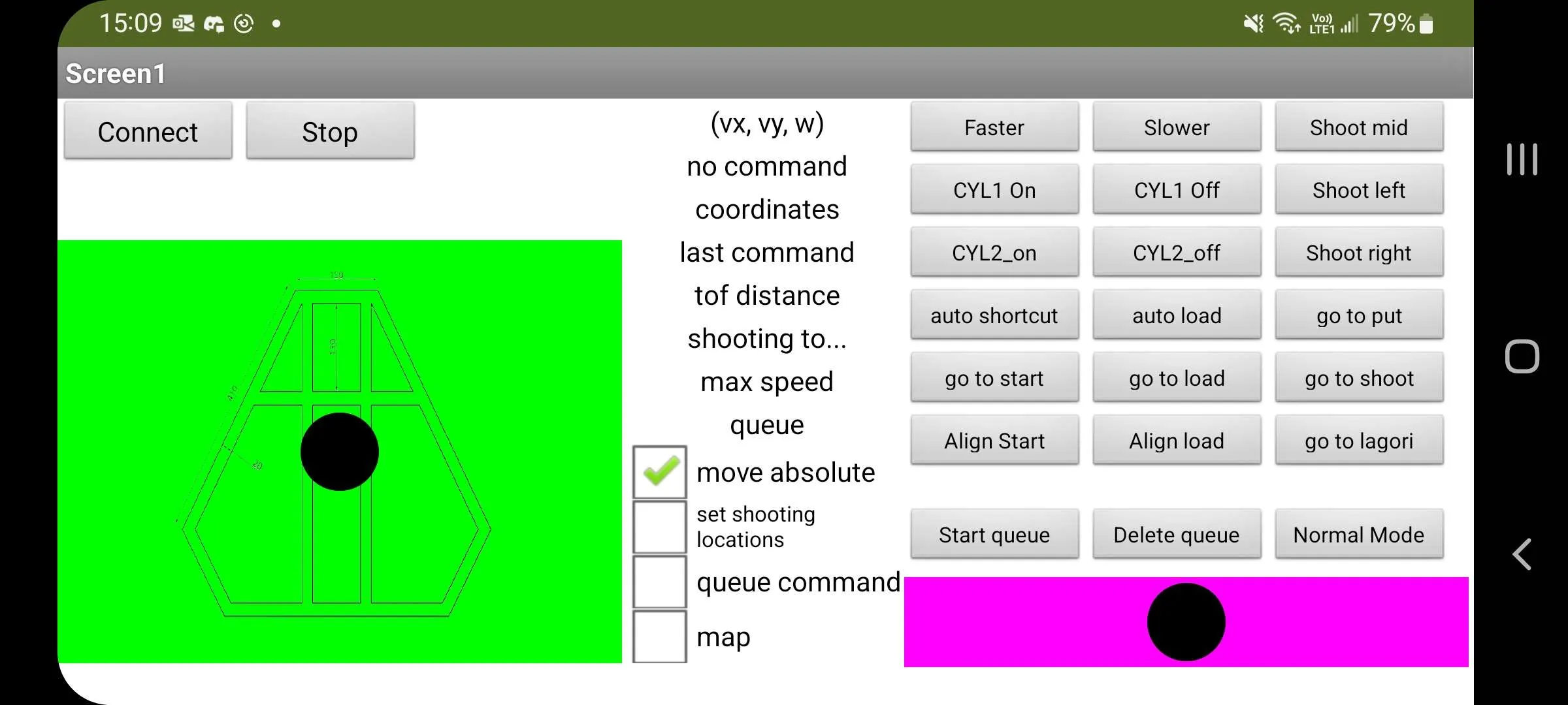 Bluetooth control app interface
