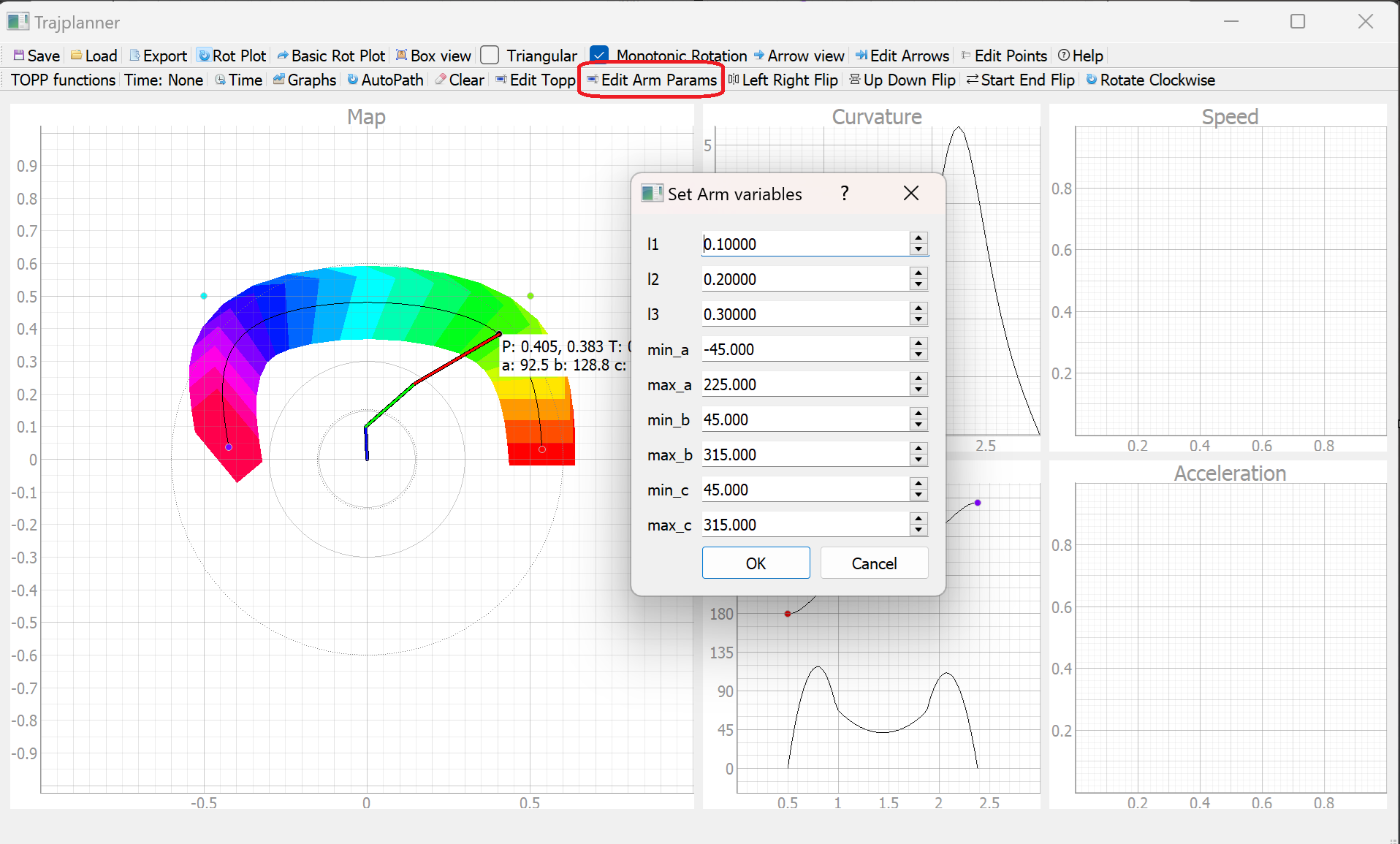 Trajplanner for robotic arm